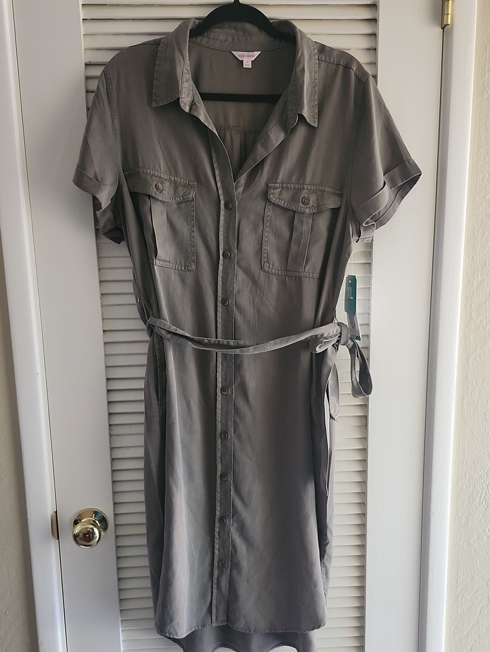 Teddi Rose Button Front Shirt Dress with Tie Belt NWT